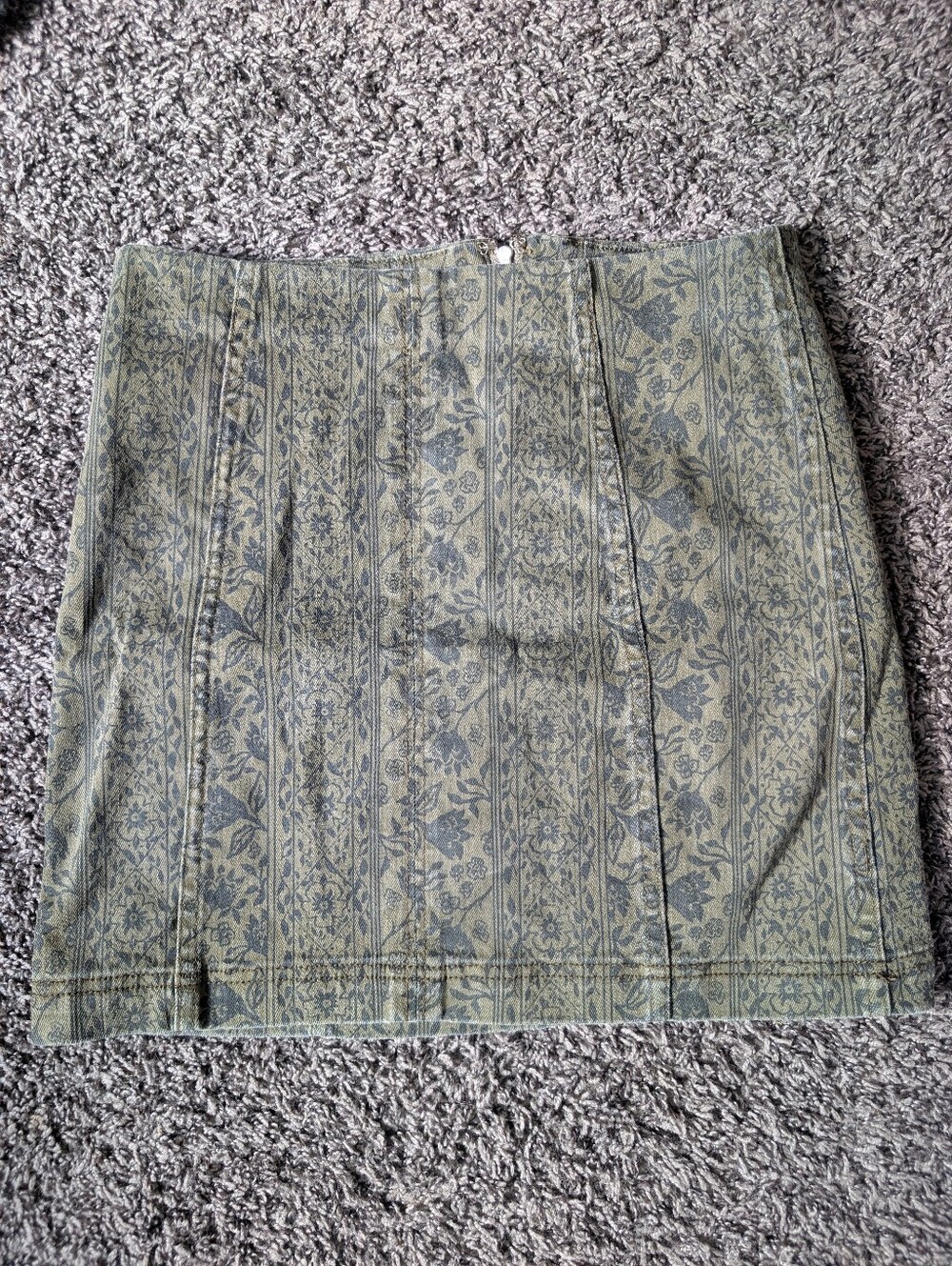 Free People Olive Green Floral Jacquard Mini Skirt